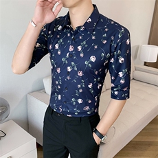 312A-101-P552025新款韩版修身帅气花衬衫英伦时尚男士衬衣A，男装衬衫，星座312A-5