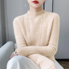 新款高领羊毛衫女宽松显瘦百搭针织打底衫秋冬加厚保暖毛衣外套，女装羊毛衫，九嘉羊绒