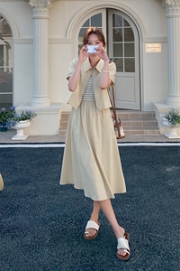 黄色时尚休闲女2025年夏季新款宽松显瘦减龄百搭半身裙图片