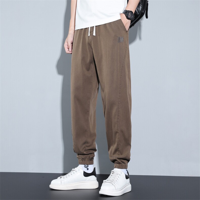 2025夏季新款莱塞尔休闲裤男装裤子冰丝薄款男裤时尚新款束脚裤子,男装休闲裤,星座224-3