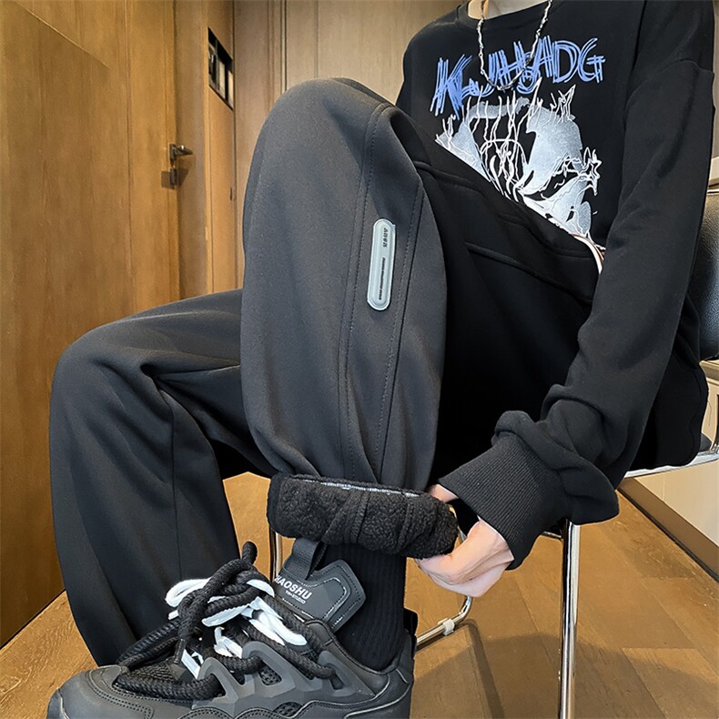 加绒加厚休闲运动卫裤男美式针织束脚裤子715-6-BX03P55（控78）,男装休闲裤,星座715-6