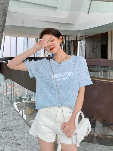 现货:提花撞色logo小衫，女装，可可西米