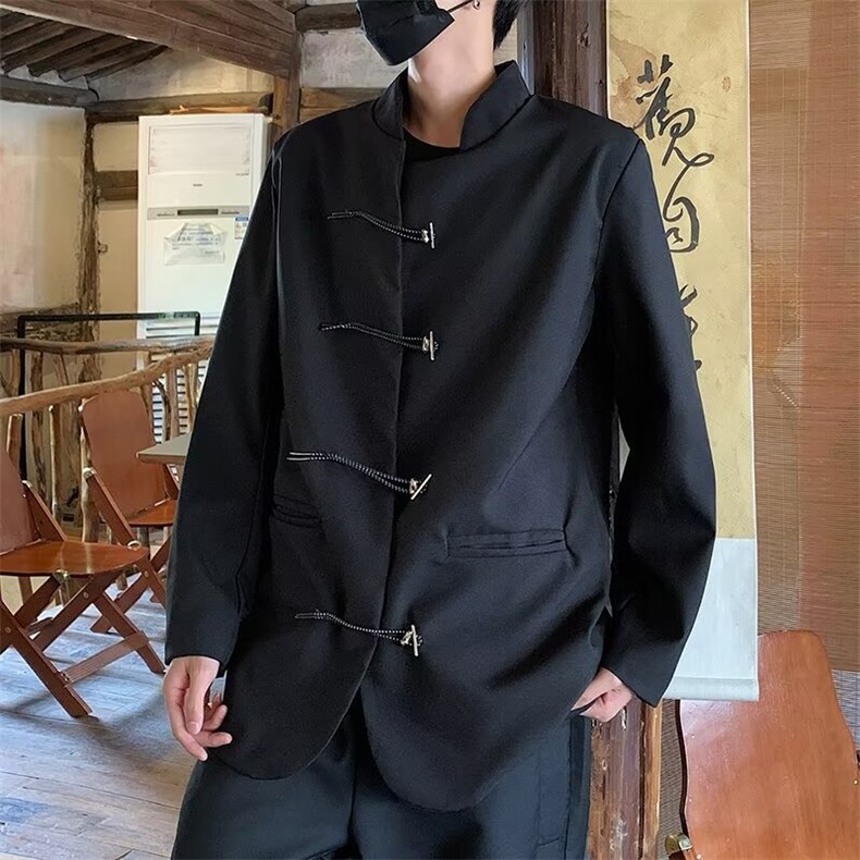 风秋款男立领西装金属绳扣新中式中山装西服外套JK0076P65,男装西服套装,星座1013-1