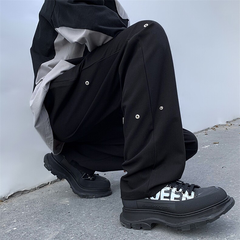 B221美式ins高街小众排扣直筒休闲西裤LK23008-P60控78,男装休闲裤,电商B221