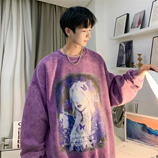 直播品质500克重磅潮牌美式做旧炒雪花水洗加绒卫衣H360JR特P55，男装卫衣，电商A486