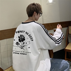 美式三杠条纹复圆领卫衣秋冬男女宽松长袖SW2456-P45控6850棉，男装卫衣，电商B370
