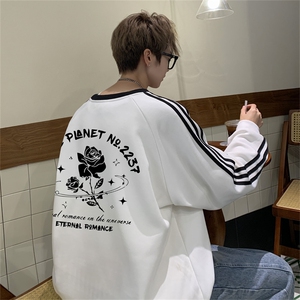 美式三杠条纹复圆领卫衣秋冬男女宽松长袖SW2456 -P45控68 50棉图片