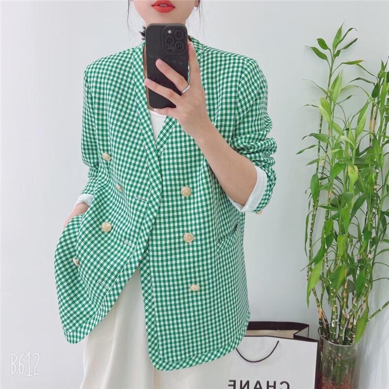 现货欧货格子西装，女装西装，悠奈尔