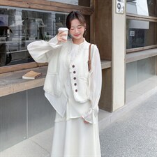 韩版流苏三件套马甲十衬衣十裙子三件套套裙2C267-119-P215-K305，女装套装/套裙，茵姿媚