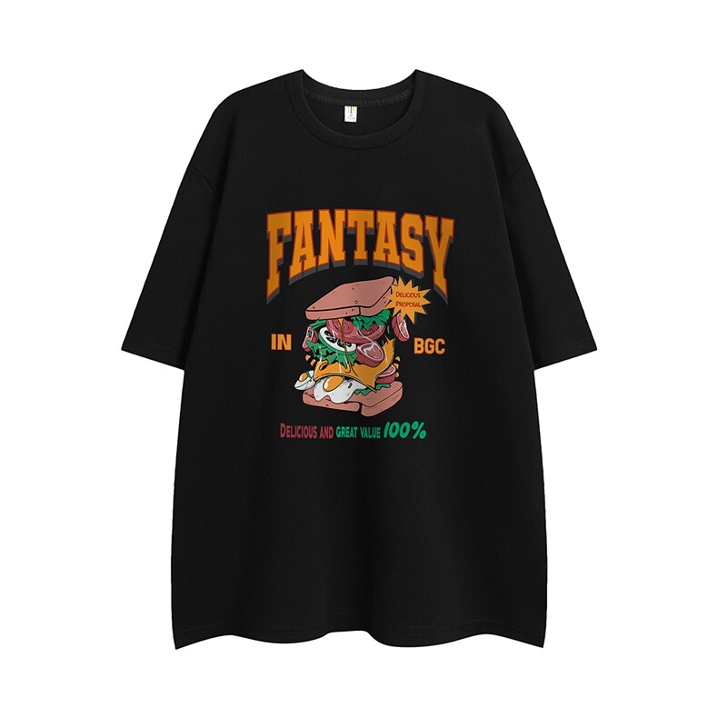 白底23新款夏季时尚百搭圆领卡通印花短袖T恤T1157P25控38图片