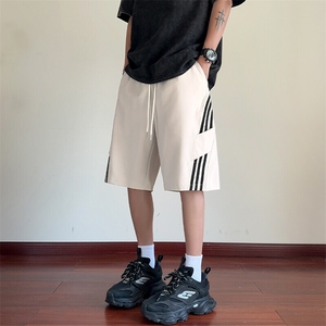 特批P24无差价夏季拼接三条杠冰丝冰感复古顺滑五分短裤男DK5822图片