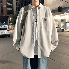 衬衫男秋季新款港风宽松大码灯芯绒长袖衬衣CS025-P38，男装衬衫，星座214-3