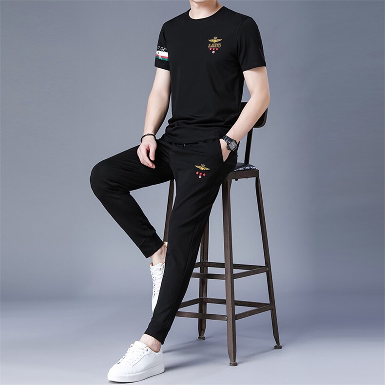 2023新款运动套装男夏季短袖短裤时尚宽松夏装速干两件套男装，男装休闲套装，电商B212（原钱塘6029）