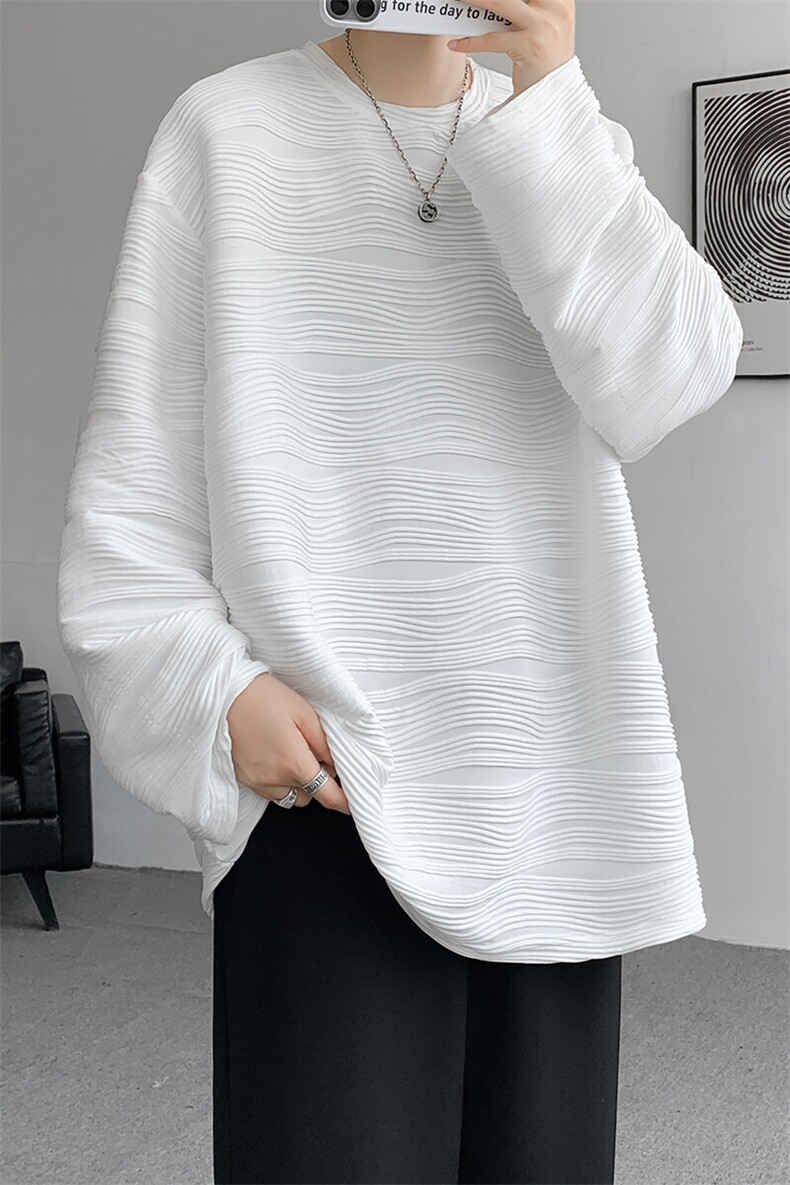 8XL-M肌理感长袖T恤男宽松重磅上衣痞帅高级感内搭打底衫P45控68,男装T恤,电商D206-1