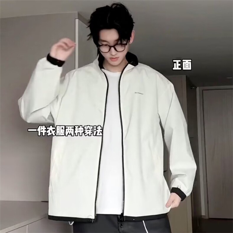 网图有货黑红撞色正反两面穿满天星防水夹克男J337-P70,男装夹克,星座1505