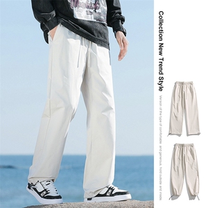 24春季宽松束脚长裤户外运动防水直筒冲锋裤潮-海景-5067-P30杏色图片