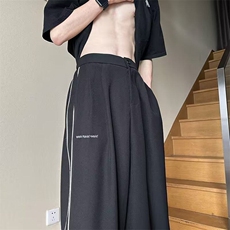 复古侧边条纹设计休闲运动裤子男春秋款宽松百搭抽绳束脚卫裤A784，男装休闲裤，星座310B-1