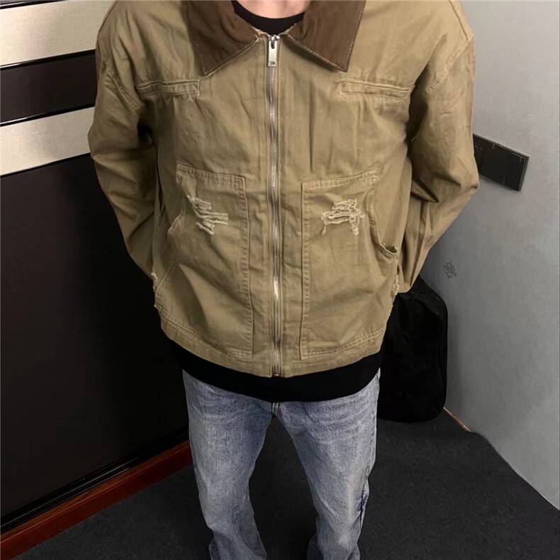 牛仔外套男士韩版潮流宽松百搭拼色2024冬季新款ins夹克W6190-P73,男装工装外套,星座412-2