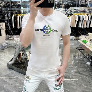 新款品质高端精品欧货夏季男T恤短袖潮流抖音A227B-A-756-P48图片