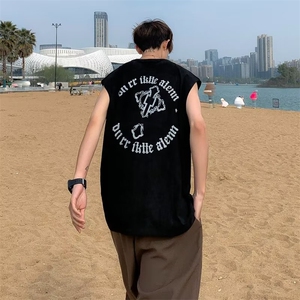 美式圈圈十字架短袖T恤男女流行免烫街头圆领无袖上衣图片
