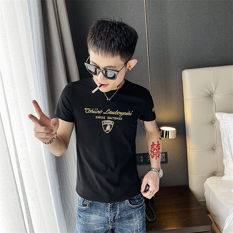 312A-7303-P35新款社会小伙短袖T恤修身男士潮流半袖体恤G,男装T恤,星座312A-5