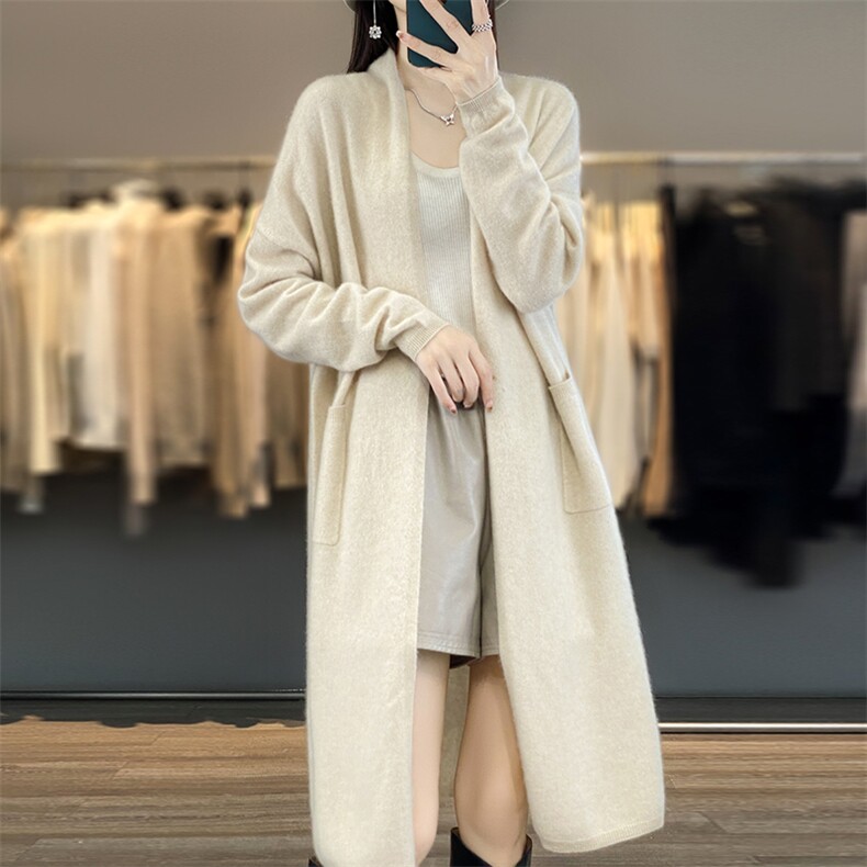2025年秋季新款百搭羊毛长款开衫，女装羊毛衫，新胜羊绒