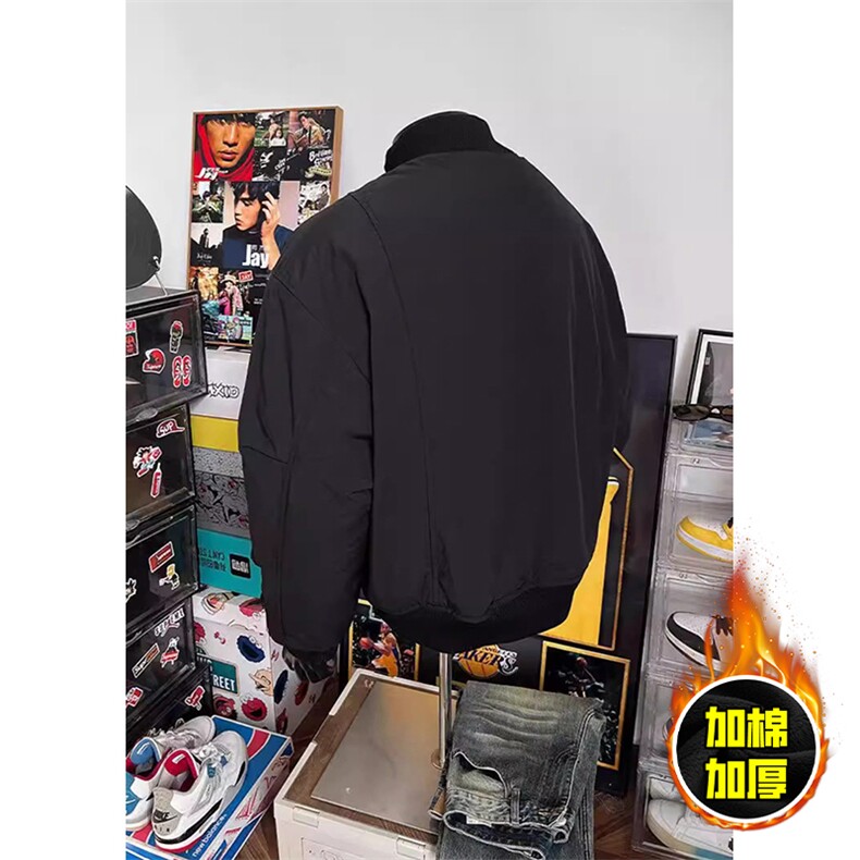 棉衣5W件现货冬季美拉德立领飞行夹克廓形高街棒球服加棉加厚外套,男装夹克,电商A486