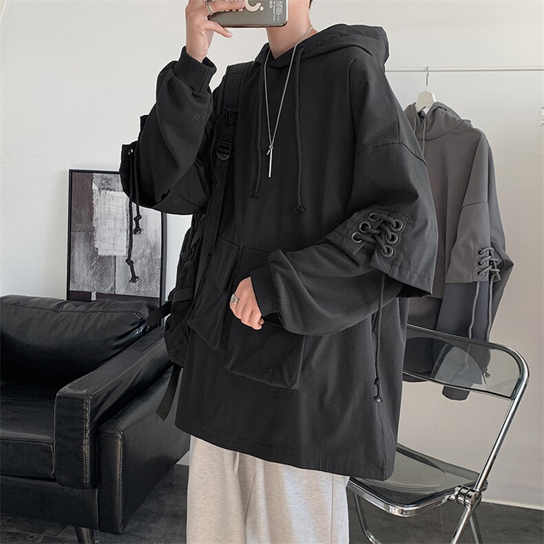 潮流百搭机能工装上衣港风宽松痞帅ins拼接男韩版外套W490-P48,男装卫衣,星座512-2