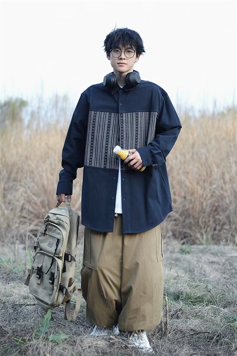 衬衫男长袖2024新款潮牌高级感秋装上衣痞帅休闲衬衣外套男春秋季,男装衬衫,星座716-2