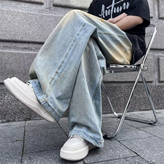 牛仔裤男女2024年春夏新款直筒显瘦扎染高街休闲长裤，男装牛仔裤，星座410-6（原星座1304-1）