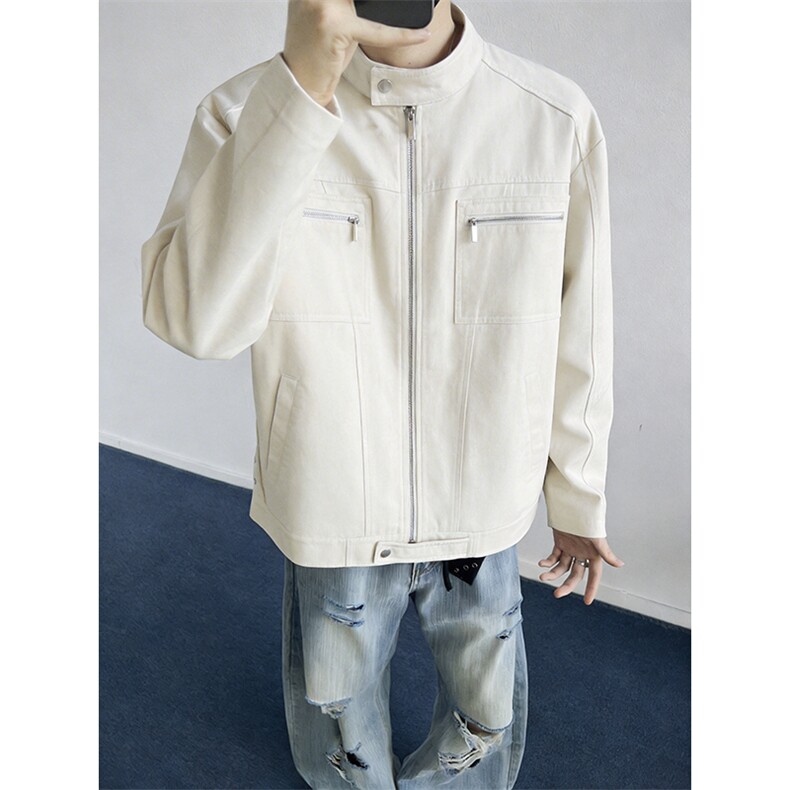 26春装高品质老钱风立领夹克外套男女美式潮牌拉链工装风宽松上衣，男装夹克，电商A486