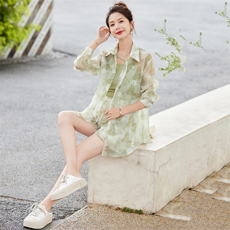 今年流行漂亮时尚套装2025新款女装夏季时髦洋气防晒衣短裤三件套,商品下架区,悠米