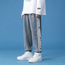 蓝底2023秋冬新款撞色拼接宽松束脚运动休闲潮牌裤子2108-P45控69，男装休闲裤，星座914-3