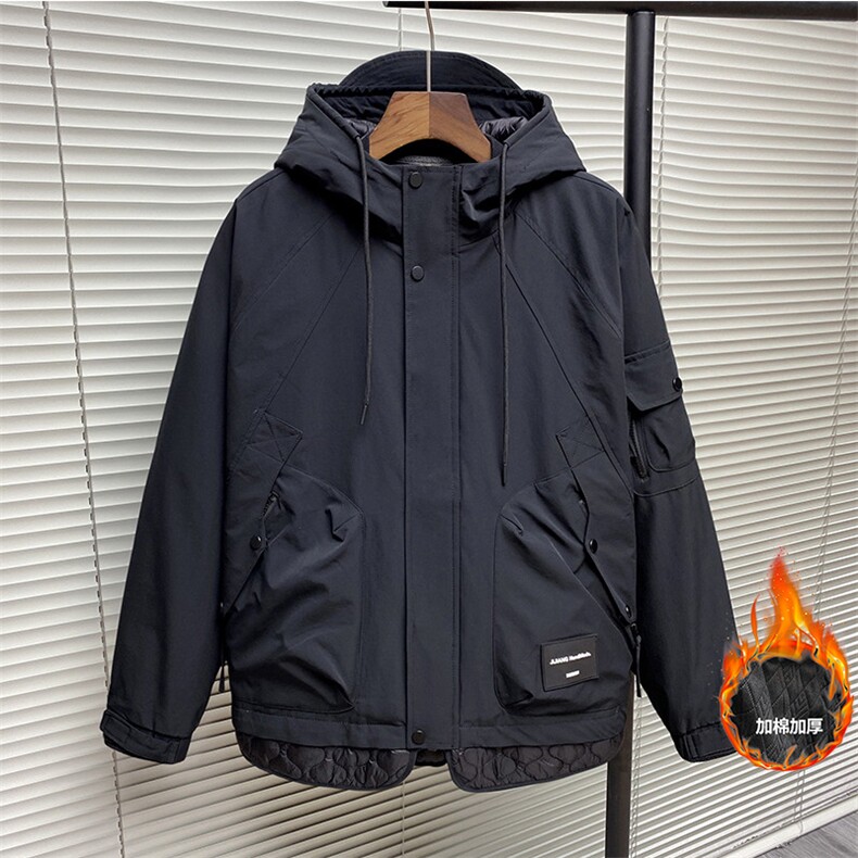 高级感2026冬新款连帽棉服冲锋衣外套男潮牌宽松休闲工装上衣百搭,男装夹克,电商B212（原钱塘6029）