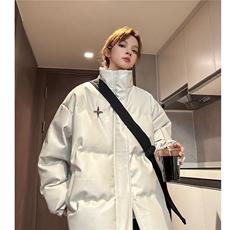 中性冬装美式立领情侣宽松棉服加厚pu皮棉衣外套男女H912P128，男装棉衣，电商A341
