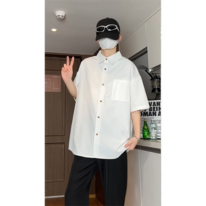 夏季新款短袖衬条纹衫拼接设计感休闲个性衬衣DC2233-特价P30,男绿色内搭配什么外套图片