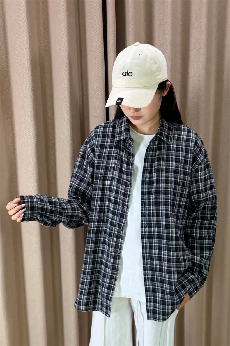 春季新款现货（跨境电商）格子男女情侣款潮流宽松格纹衬衣,男装衬衫,星座1107-1