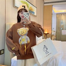 现货冬款韩版休闲加绒卫衣，女装卫衣/绒衫，泽妤