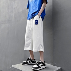2022夏装新款港风学生休闲华夫格七分裤短裤B221-LK22014-P45，男装休闲裤，电商B221