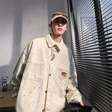 泼墨牛仔衬衫外套男春秋季情侣装衬衣夹克女春秋MWTDWJ044-P68，男装夹克，星座1008