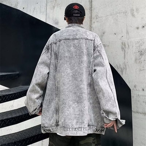美式复古水洗牛仔外套男士春秋季潮牌宽松休闲痞帅工装夹克牛仔衣图片