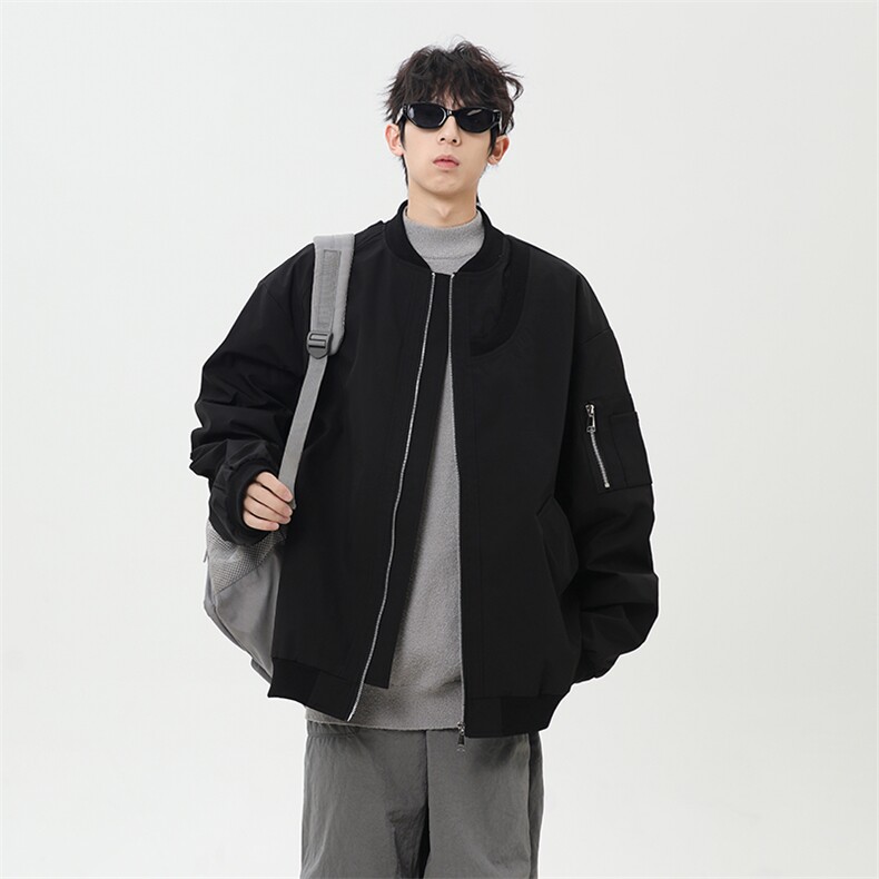 春季新款港风美式拉链设计感立领棒球服夹克XZ213-JK03-P68控98,男装夹克,星座213