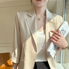 一粒扣西装领七分袖宽松型2025年春季外套，女装西装，明成直播供货
