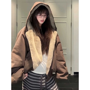 两面穿现货重磅短款座山雕棉衣男女双面穿毛毛绒棉服加厚外套图片