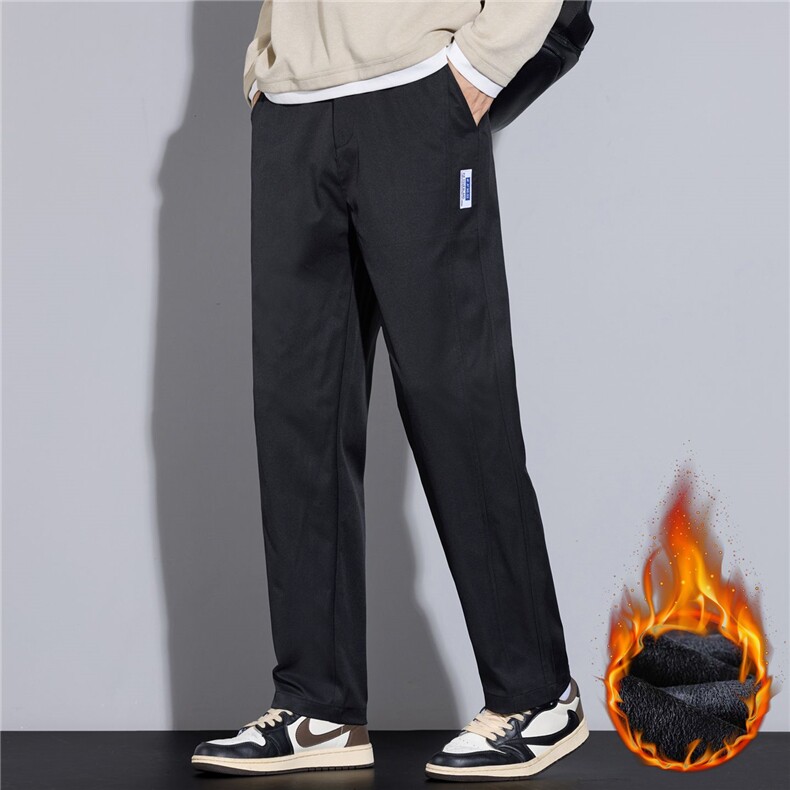 男装秋冬新款休闲裤时尚休闲微阔腿厚款保暖加绒裤子轻商务风外贸，男装棉衣，星座224-3
