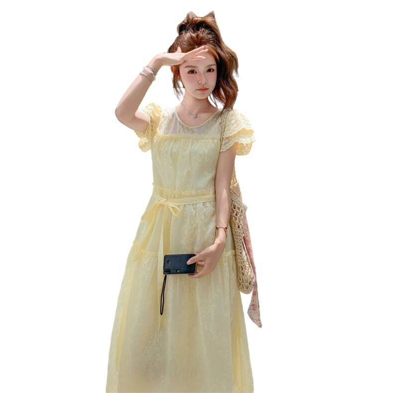 新品现货2025夏装新款蕾丝刺绣连衣裙2C116-2528-P145-K198,女装连衣裙,2C116