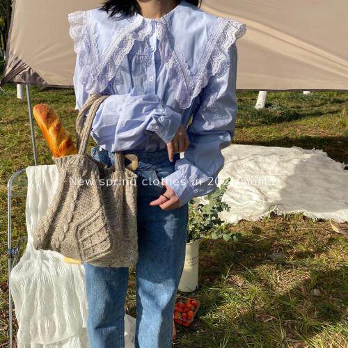 大翻领纯色衬衣，女装，Mu Mu