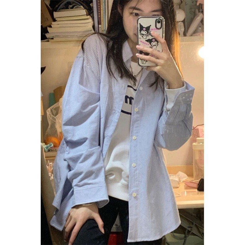 DD318P28 美式复古蓝条纹衬衫图片
