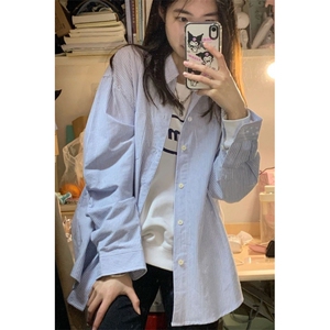 DD318P28 美式复古蓝条纹衬衫图片