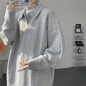 MY7152-特批60  美式亨利领针织衫男女复古潮牌套头上衣大码毛衣图片